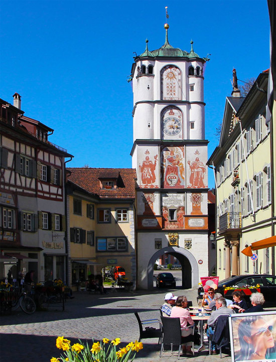 In der Altstadt Wangen; Blick auf das Ravensburger Tor.