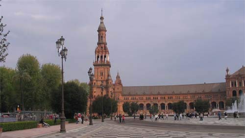 Der Spanische Platz in Sevilla. (Teilansicht) 