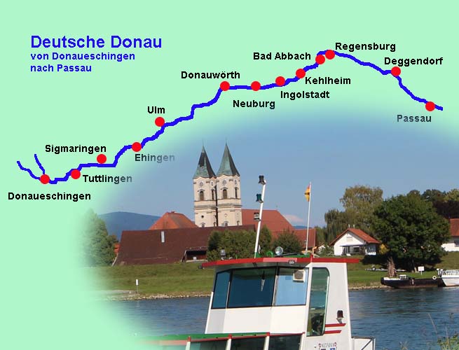 Handskizze - Donauverlauf in Deutschland