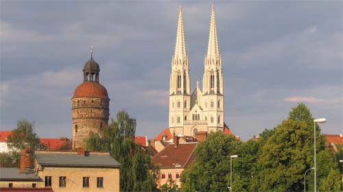 Blick auf die St. Petrie Kirche in Görlitz
