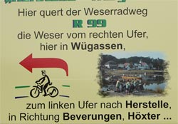 "Hinweis am Weser Radweg".