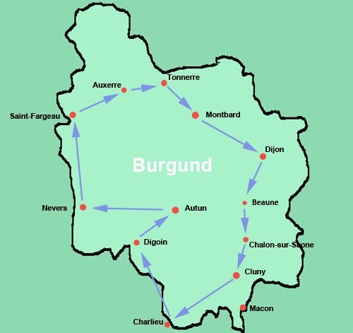 Handskizze: Wohnmobilreise durch Burgund