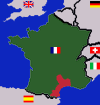 Lage der Region Languedoc - Roussillon in Frankreich