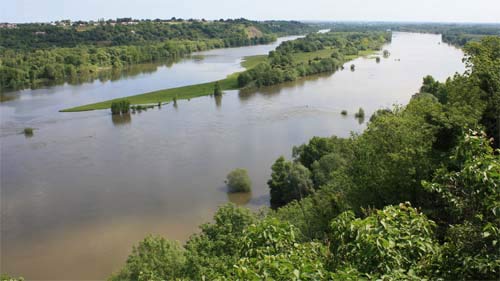 Panoramablick über die Loire bei Champtoceaux.