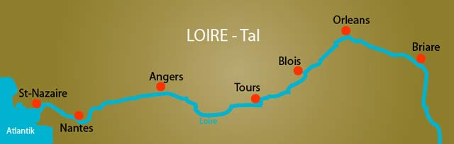 Routenskizze der Loire - Reise