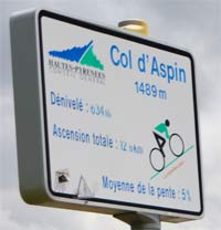 Schild am Col d'Aspin.